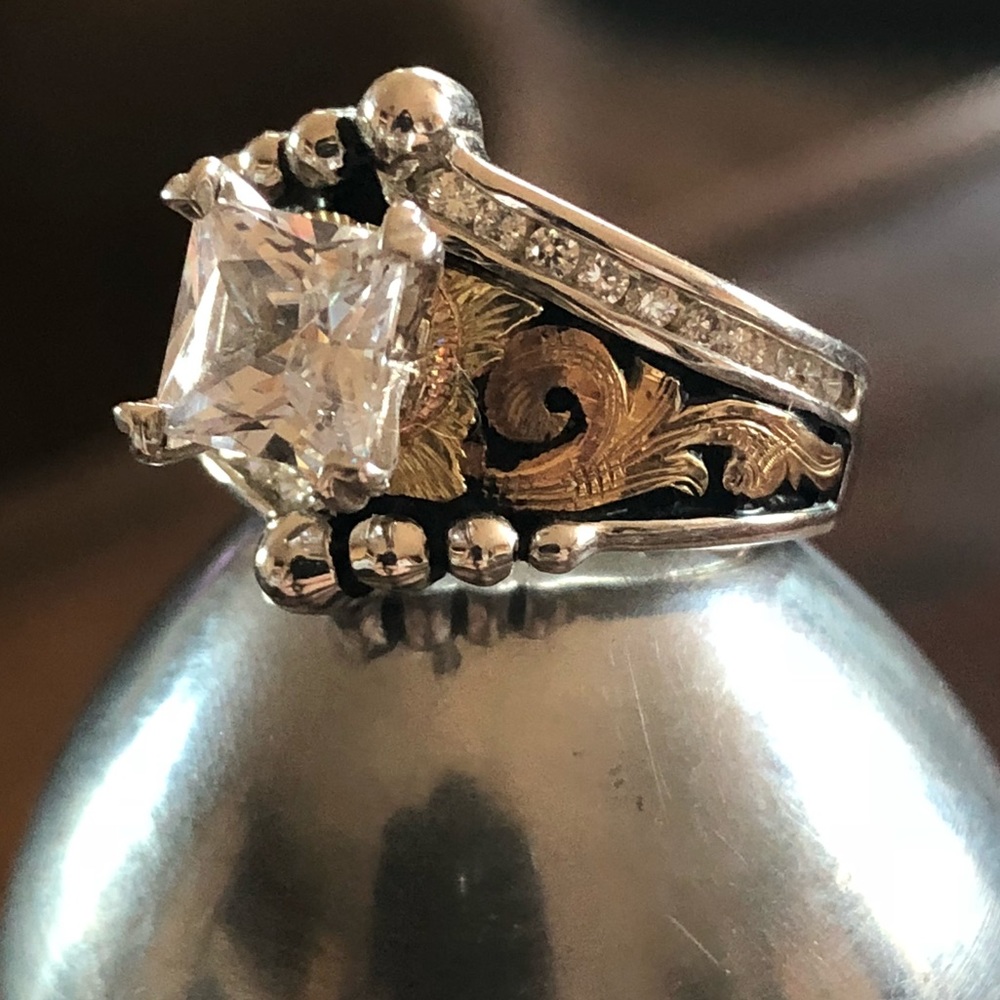 🆕 Bob Berg Princess Cut Ring Stamped .925 & 10K - Picture 3 of 5